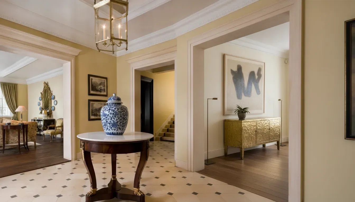 Art gallery home interior design connecting two rooms through a carefully composed sightline