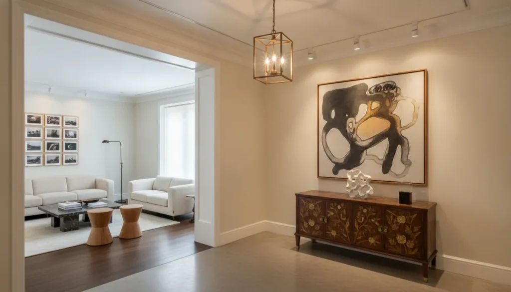 Curated art collection in a refined New York residence