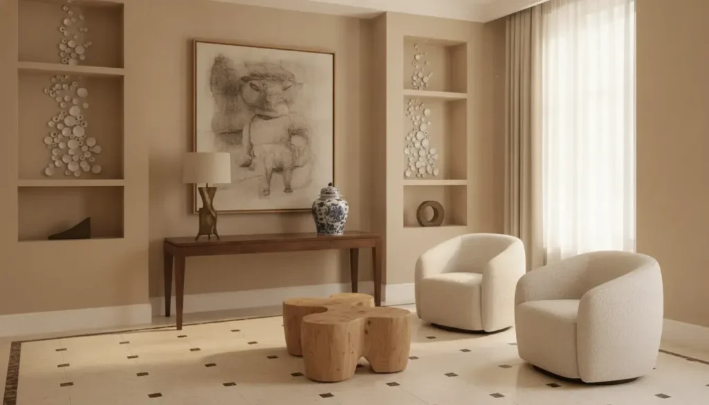 Luxury interior design New York townhouse interior with curated art and bespoke furnishings