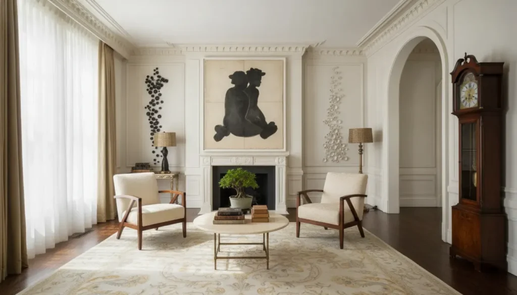 Art-filled New York townhouse interior created through a bespoke interior design commission