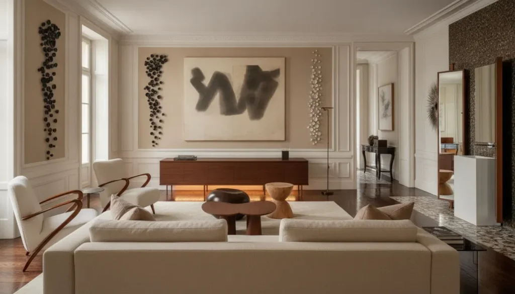 Bespoke interior design in a refined New York residence arranged around a private art collection