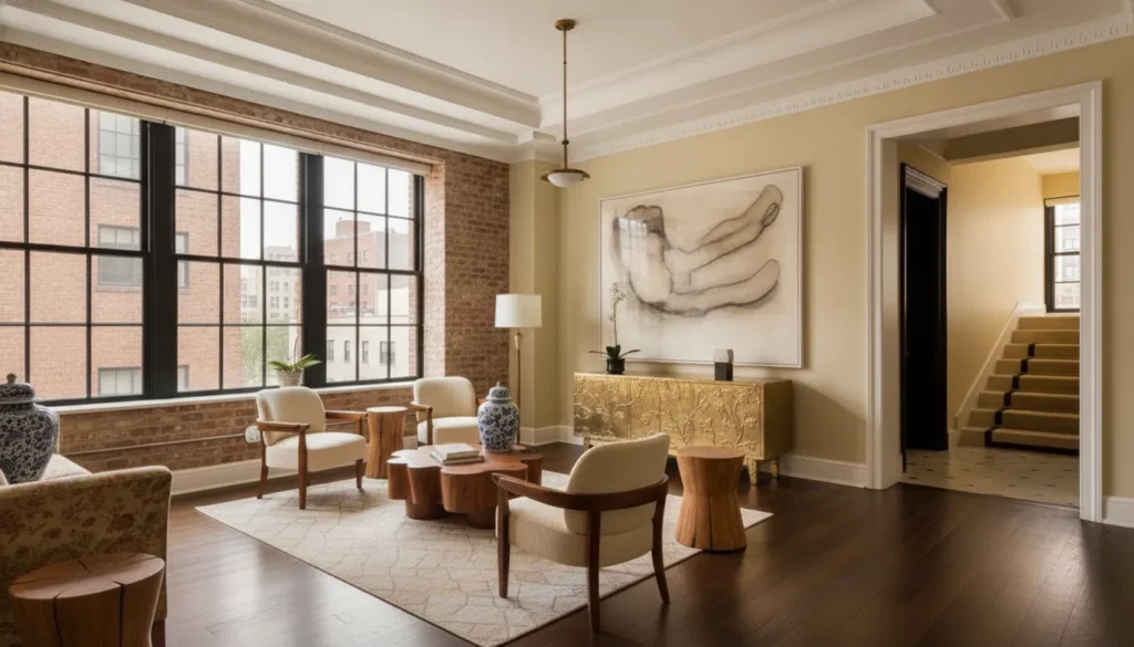 Bespoke art-led Tribeca loft interior with refined furnishings and natural light